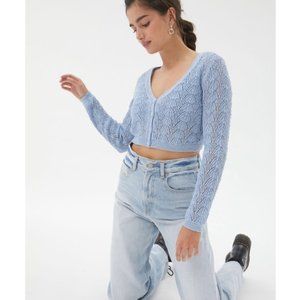 Urban Outfitters Light Blue Cropped Knit Cardigan
